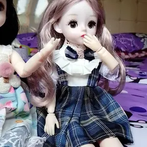 Baju Boneka Cute DIY Girls Gift Dress untuk Boneka 28-30cm 1/6 BJD Kain Warna Seperti Gambar Pakaian Boneka Baru