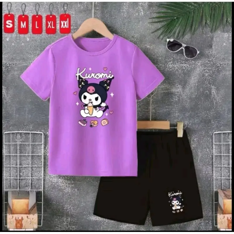 setelan anak motif kuromi-fashion anak Cewek cowok Celana 3