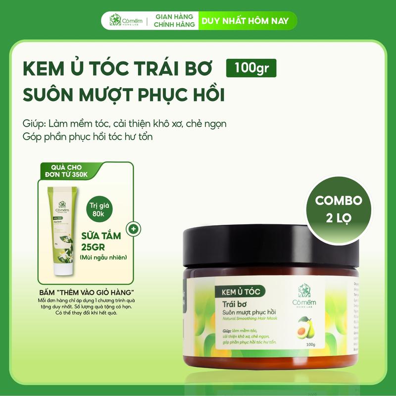 Combo 2 Sản Phẩm Dầu Gội Dầu Xả Tóc Suôn Mượt Phục Hồi Trái Bơ Cỏ Mềm