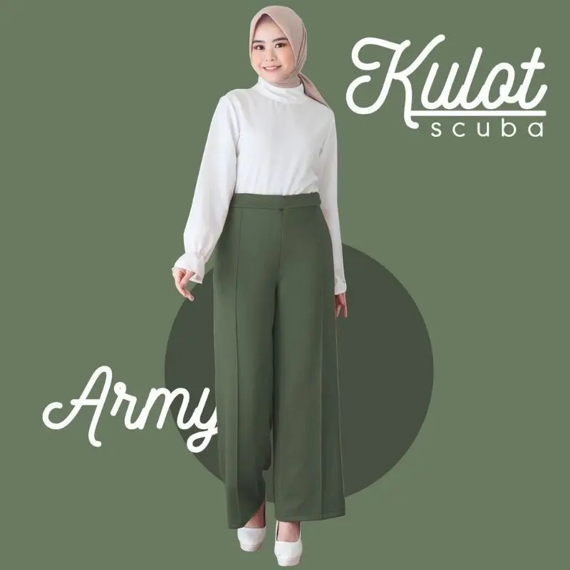 Celana Kulot scuba cubit jumbo premium wanita dewasa bahan halus dan tebal pinggang haighwaist bawahan celana kekinian terbaru 2024 model korean style