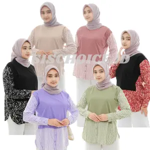 Blouse Busui SISCHOICE Katun Oversize - Nursing Wear Lembut, Hijab Friendly, Bahan Katun Berkualitas Tinggi, Lengan Panjang Menyusui