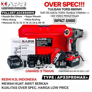 RAJA impact wrench APR jumbo AP33promax+ 880nm 1/2inch 2baterai 15cell 99v garansi resmi 5thn