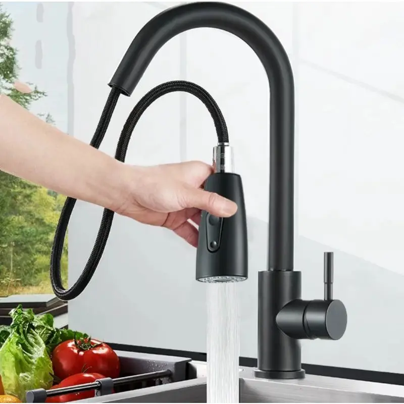 【Siap Stok COD】Sink Tarik Keran Cuci Piring Fleksibel Stainless Faucet Sprayer kran  Kitchen sink kran air cuci piring 4