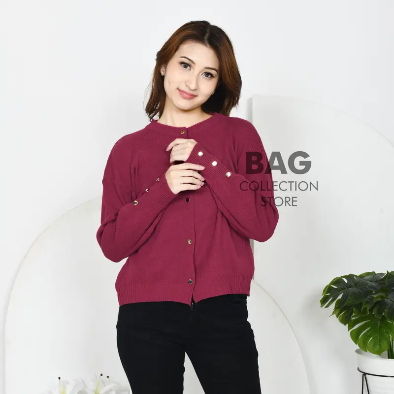 BAG - [PREMIUM] Inara Cardigan Kancing Gold Knit Atasan Wanita Kekinian Korean Style Knitwear Kardigan Outer 0