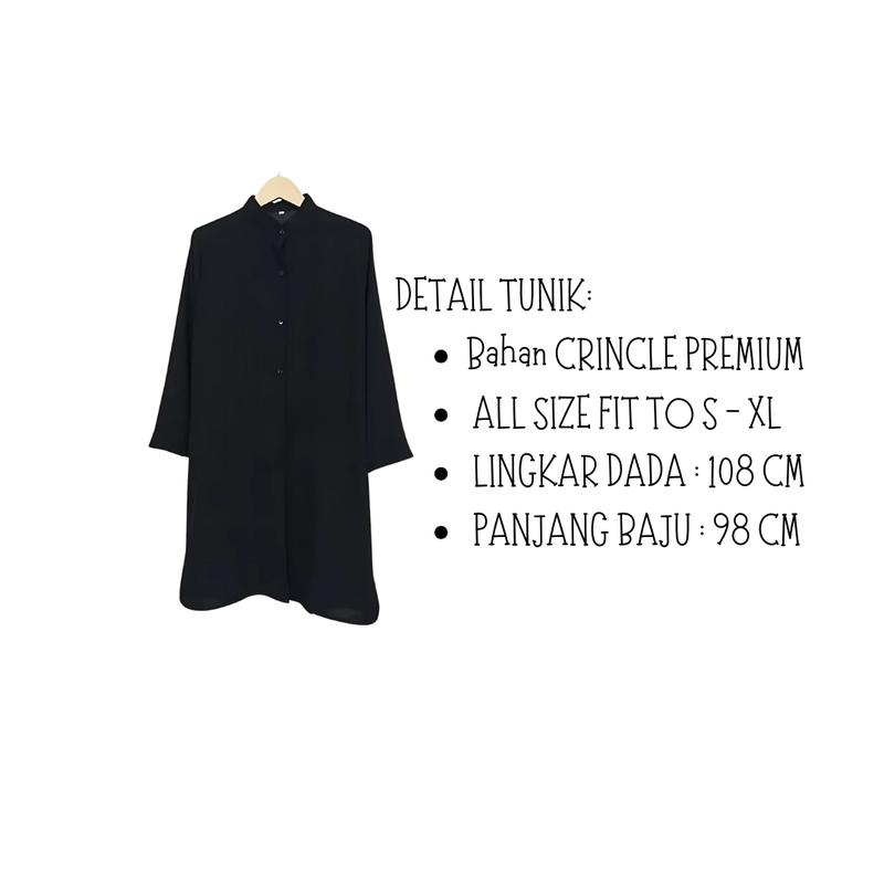 oneset 3in1 tunik hitam rok payung vanilla jilbab bella | perempuan wanita cewek ootd hijab casual hangout pantai piknik kuliah bukber lebaran korean style HK72 MURAH 5