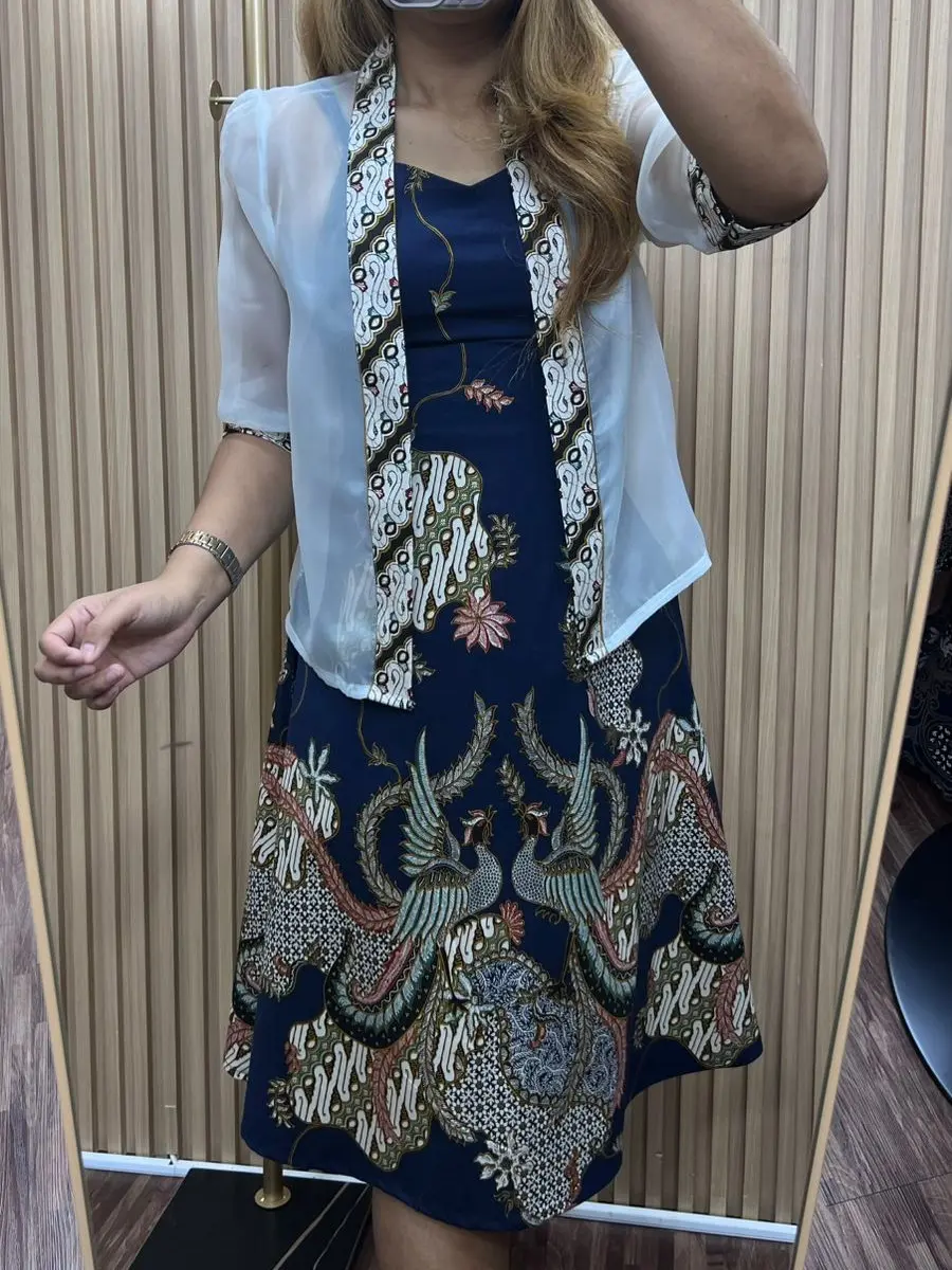 ALTHREE Clothing - SARMA Dress Batik Pesta Katun stretch Cardigan Organza