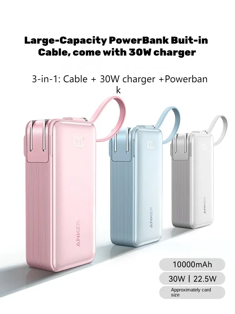 Anker 3-in-1 10,000mAh Powerbank 30W fusion charger And Dual USB Wall Charger Fast Charging Foldable Plug Supply