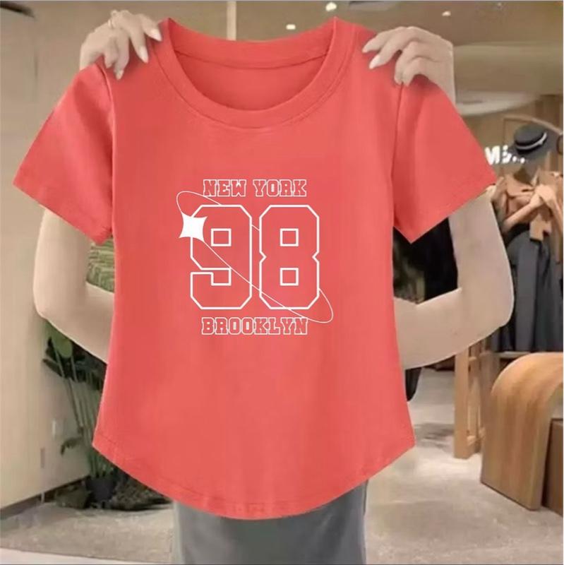 Delano_Clothing Baju Atasan Lengan Pendek Oval Motif Digital Printing Angka 98 Kaos Wanita Trendy 2025 Delano_Clothing Baju Atasan Lengan Pendek Oval Motif Digital Printing Angka 98 Kaos Wanita Trendy 2025
