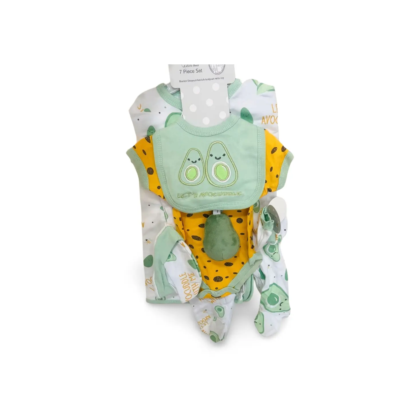 DGC Lifestyle 100% Cotton Let's Avocado Green Gift Set 7 pieces set onesies