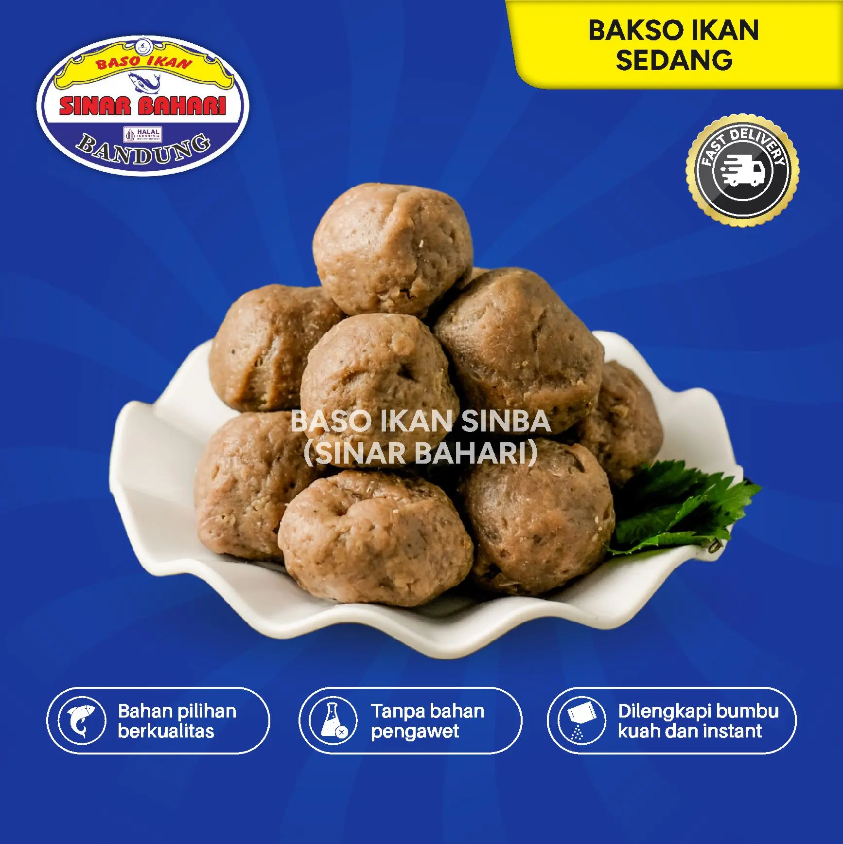 Baso Ikan Sedang Sinar Bahari Isi 20 Pcs Bakso Kuah Instan