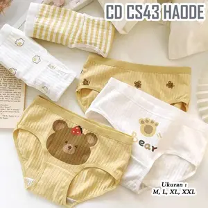 Polini - Paket HEMAT 3PCS CD Imut Fashion Jepang Celana Dalam Wanita Katun Spandex Mid Waist CS43