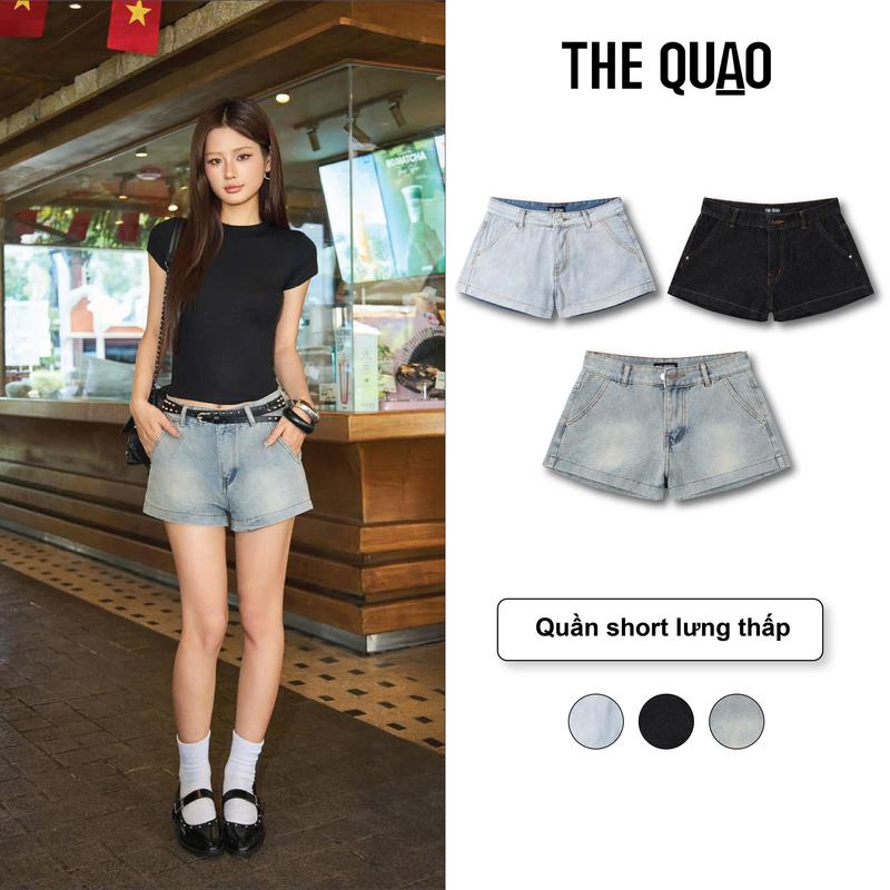 THE QUẠO - Quần Short ngắn nữ Denim Mood chất liệu Jean dáng ngắn trên gối phong cách trẻ trung năng động quần đùi nữ S2208_705