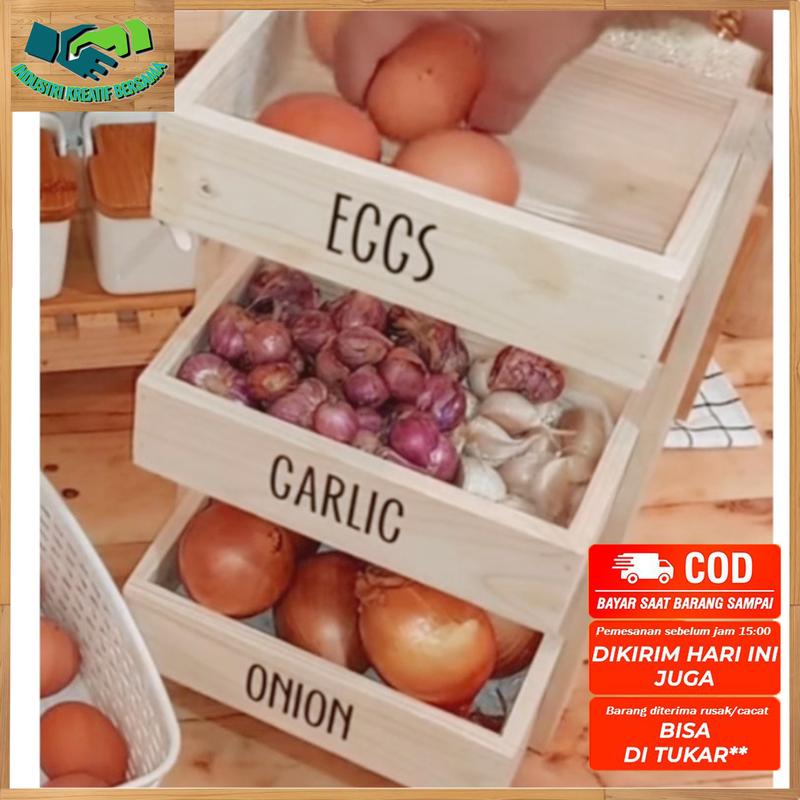 Rak Bawang Susun Kayu Kekinian | Rak Bumbu Dapur Serbaguna Minimalis …