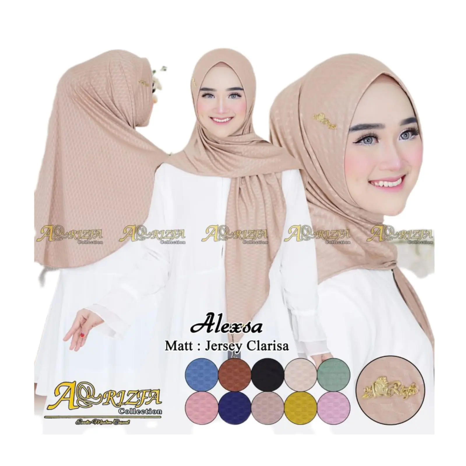 ARRIZFA HIJAB INSTAN ALEXA PENUTUP AURAT KERUDUNG VARIASI SEGITIGA OVAL JERSEY CLARISA BUSANA MUSLIM Lembut Nyaman Empat Panjang Garis