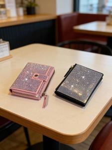 Monedero elegante de diamantes de imitación / tarjetero / billetera, bolso clutch brillante y portátil, bolso de mano para mujer para la noche, regalo perfecto