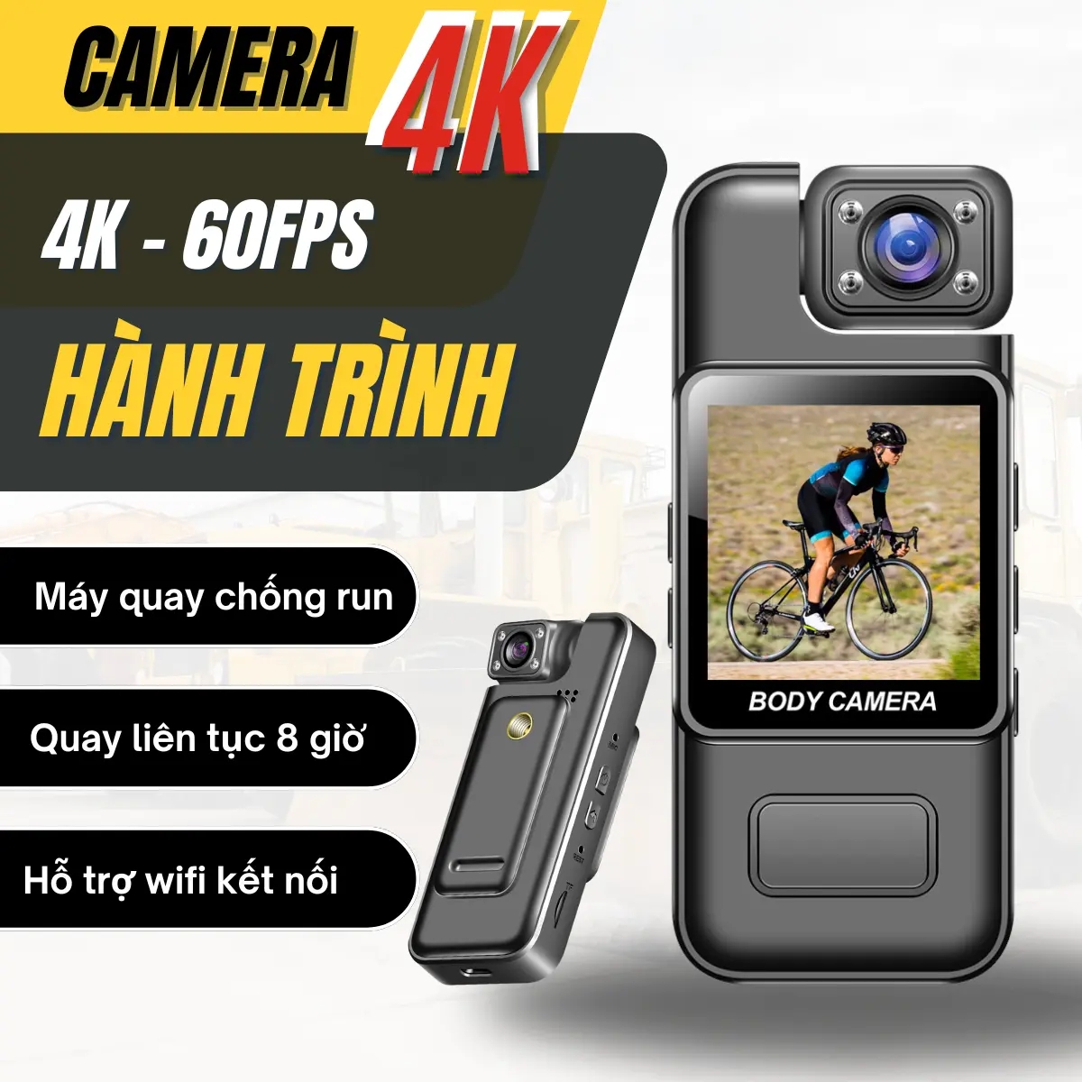Máy quay phim 4K có màng hình CLD sắc nét - Camera Hành Trình Xe Máy - Xe Đạp - Ô Tô, Camera mini quay phim