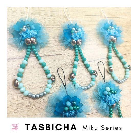 Exobrooch Tasbicha | Tasbih | HP Strap | Bag Charm | Muslim | Aksesoris Mukena | Biru Hijau Tozca