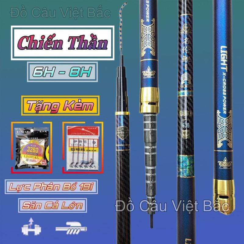 Cần câu tay Chiến Thần độ cứng 6H chuyên câu đơn đài bản cao cấp săn hàng tặng kèm quà Đồ Câu Linh An