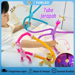 YUNLEOToys Mainan Dekompresi Edukasi/Suction Cup Tabung Teleskopik Jerapah Bentuk Variasi Stretch Tube Giraffe