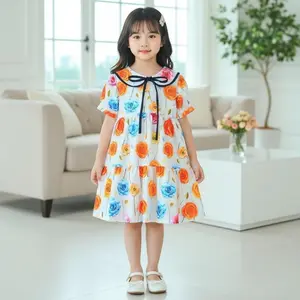 SAFA FASHION - READY STOCK Dress Delfiana Anak Perempuan Model Pita Santai Motif / Fashion Dress Anak Perempuan Korean Style Terlaris