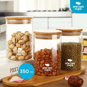 BIZMART-I One Two Cups Toples Kaca Penyimpanan Makanan Kedap Udara Storage Jar 350ml - GH1270