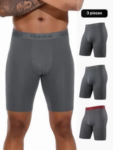 Pack de 3 bóxers hombre ultraligeros, de alta calidad, transpirables, secado rápido, con pierna larga, Ropa Interior Deportiva Para Gimnasio