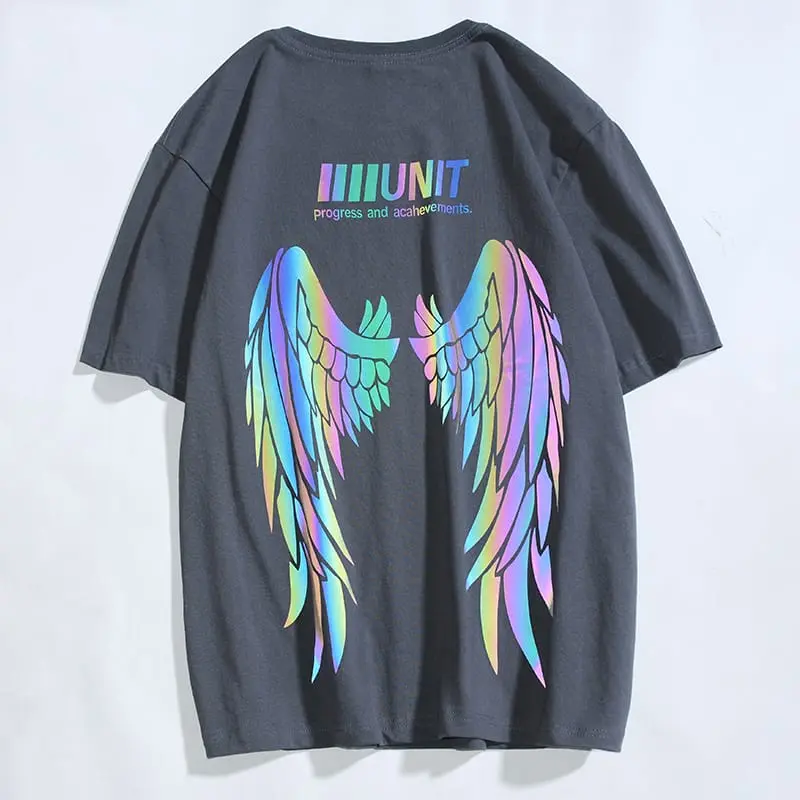 KAOS DISTRO SABLON SAYAP NYALA - TSHIRT LENGAN PENDEK DEWASA NYALA - ATASAN KATUN DEWASA TERKINI Oblong Hitam Combed 0
