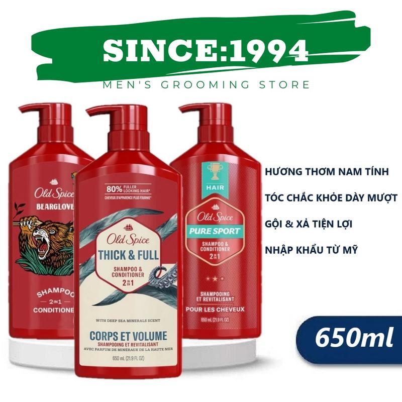 Dầu gội Old Spice 650ml chính hãng nhiều mùi hương – Tăng độ phồng, hương thơm sảng khoái