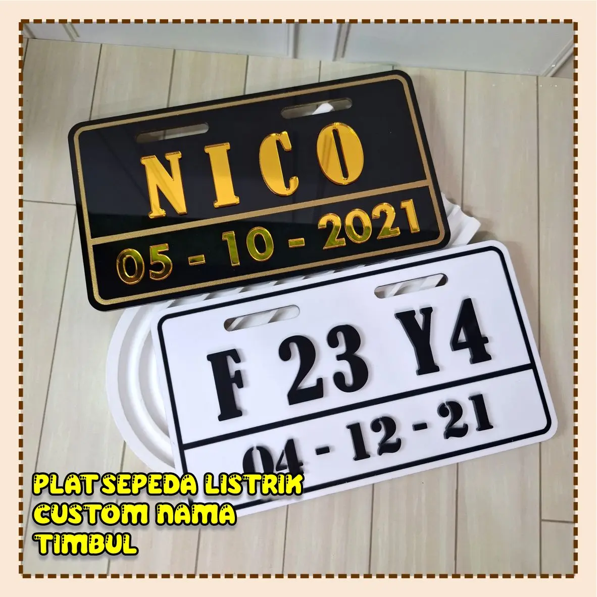 PLAT SEPEDA LISTRIK NAMA TIMBUL CUSTOM / PLAT SEPEDA CUSTOM TULISAN Outdoor