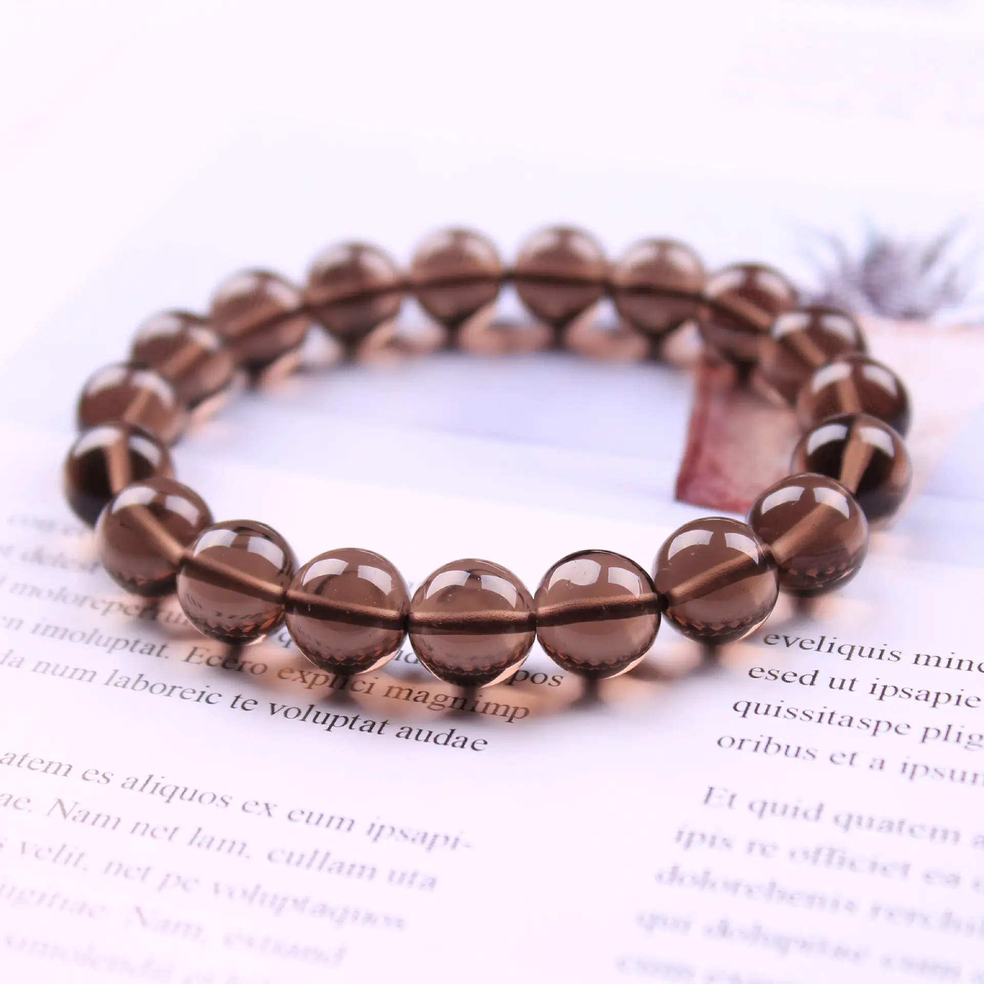 Natural tea crystal bracelet smoky crystal couple models men and women with the same energy crystal string fortune transfer birthday gift crystal  bracelet crystal  bracelets gem  jewels crystals   Beaded Bracelet
