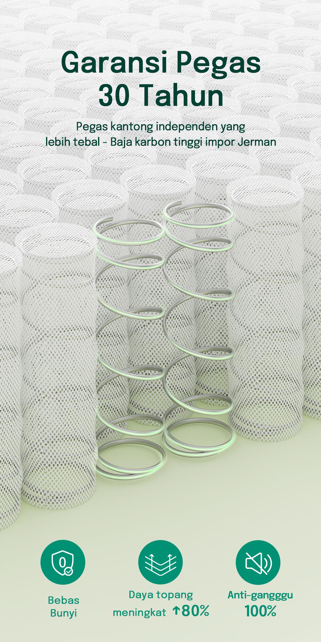 MossWood Kasur Springbed Hotel Premium Anti Goyang Tahan Lama 20cm High Density Anti Air Bonus Bantal Gratis COD