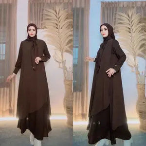 Parayou Alina Gamis Wanita Set Hijab Busui Friendly Airflow Dress Seragaman Kondangan Ceruty BabyDoll Panjang Polos Muslim Dewasa Syari Mewah Remaja Lebaran 2026 Jumbo