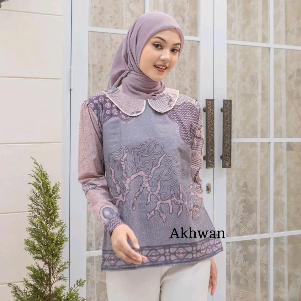 Blouse Batik Wanita Modern Atasan Baju Batik Kerja Kantor size M L XL XXL Blus Batik Elegan