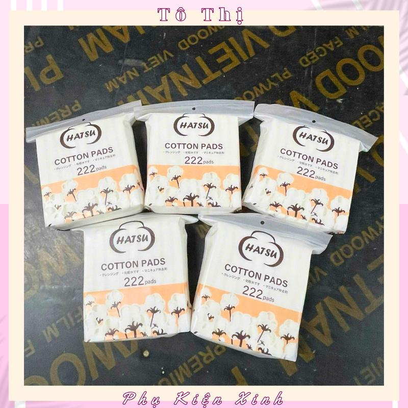  COMBO 5 gói 3 gói Bông Tẩy Trang Hatsu 222 miếng Nhật gồm 3 lớp dày dặn 