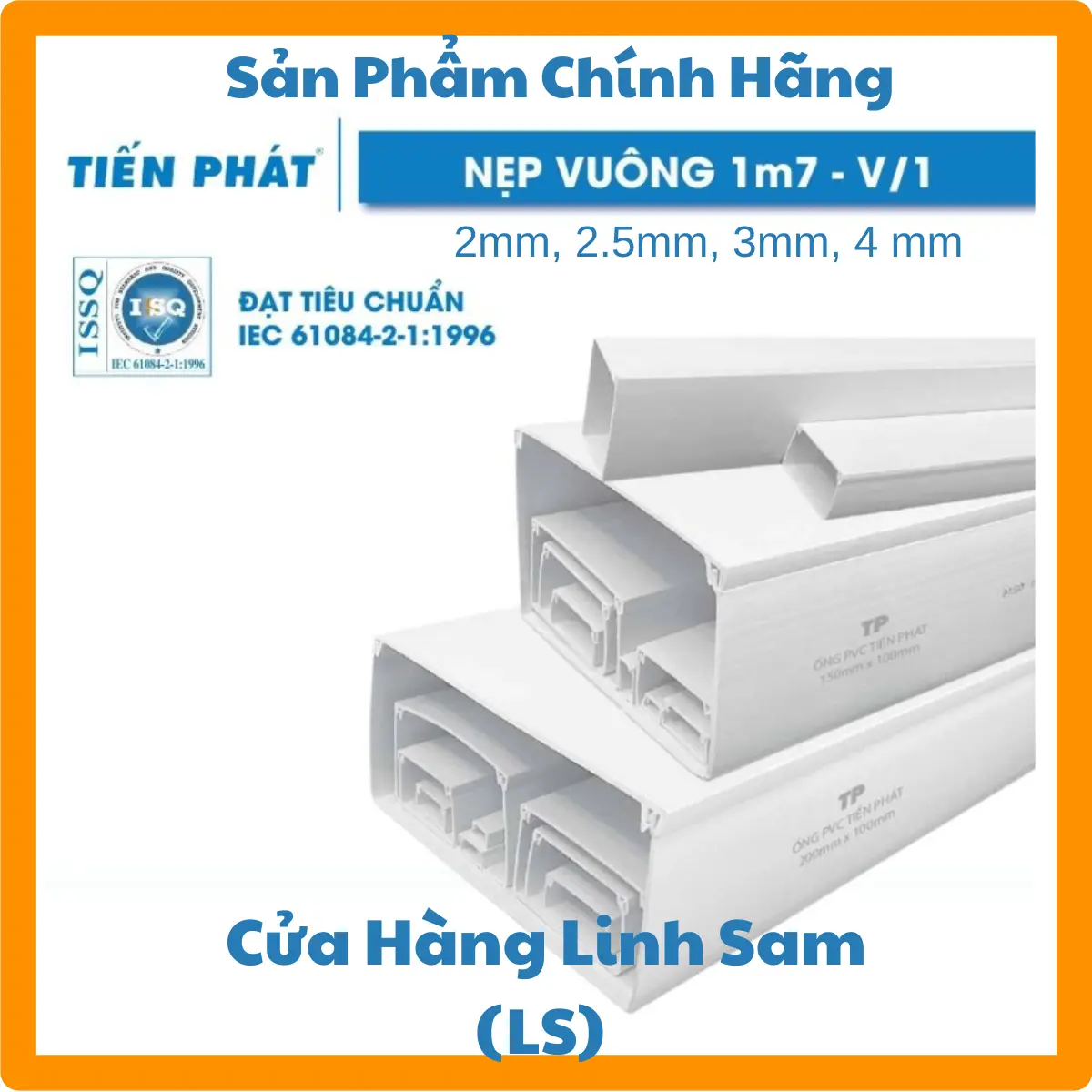 Nẹp Điện Vuông Tiến Phát: 2mm, 2.5mm, 3mm, 4mm, 5mm cây dài 1m70.