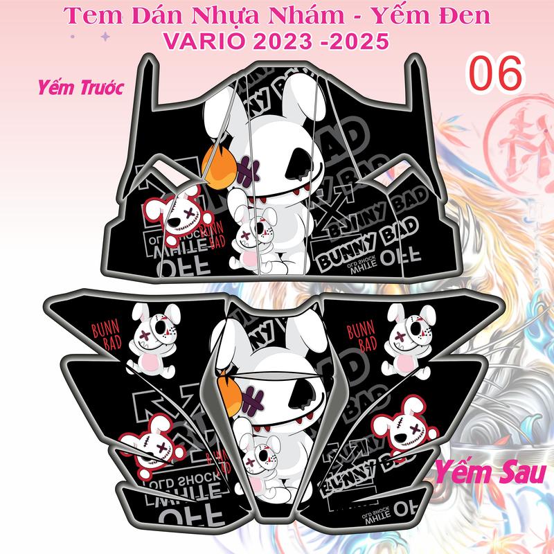  Tem dán yếm nhựa nhám VARIO 125 2022 - 2025 TEM DÁN NHỰA NHÁM VARIO labubu gấu dâu baby three nhãn dán decal sticker cao cấp 3 lớp 