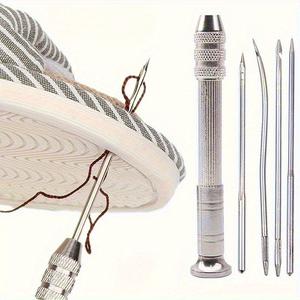 Juego de 1 set de aguja de cuero para coser, multifuncional y reemplazable, kit de herramientas para reparación de zapatos con agujas de coser, artesanía en cuero, kit de costura para niños, herramienta utilitaria