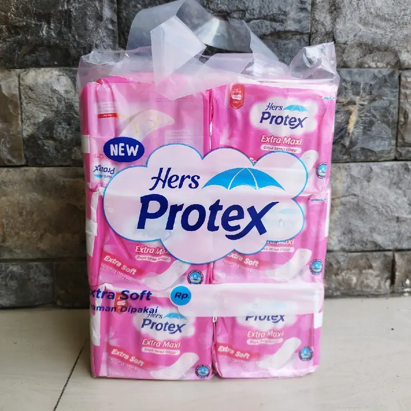 1 tas isi 6 pack HERS PROTEX PINK tanpa sayap  isi 8. lembar pembalut wanita