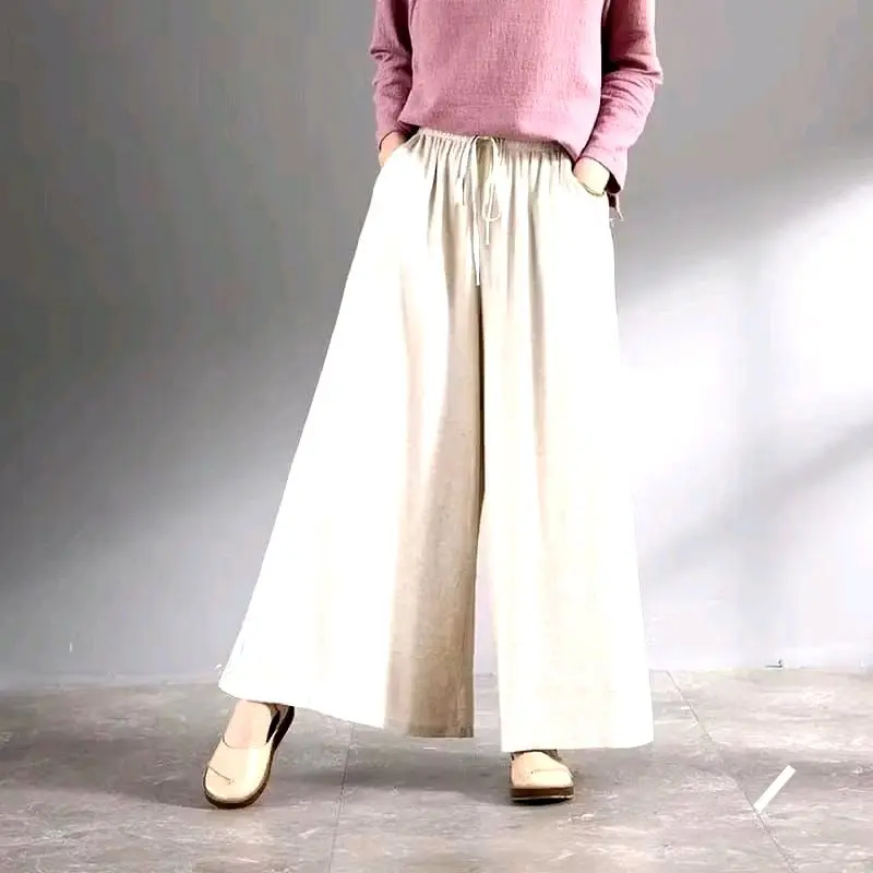 Celana kulot super jumbo terbaru kain Katun Linen Original Panjang Wanita 3