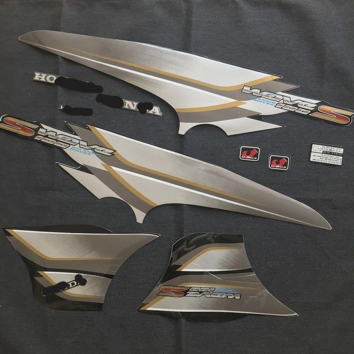  tem xe wave s100 đỏ xám đen xám 3 lớp đế vàng Nhãn Dán Decal 