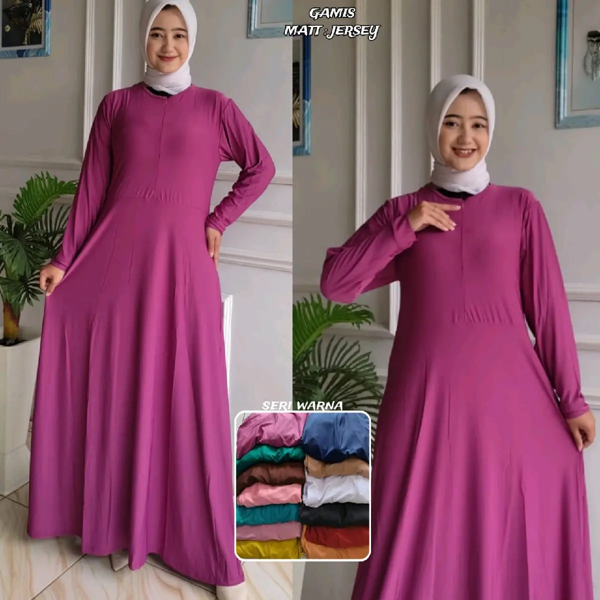 gamis manset atau iner jersy ld 105cm ke ld 115cm bisa masuk pjg badan 140cm.bahan jersy polos adam lembut nyaman dipakainya