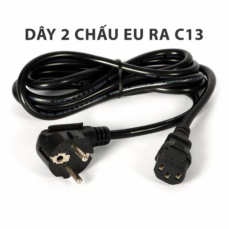 Dây cáp nguồn 2 chấu chuẩn EU / Châu Âu sang C13 dài 1,5m 3x0.75mm 10A-250V dùng cho máy in, máy tính, nồi cơm điện, Lap