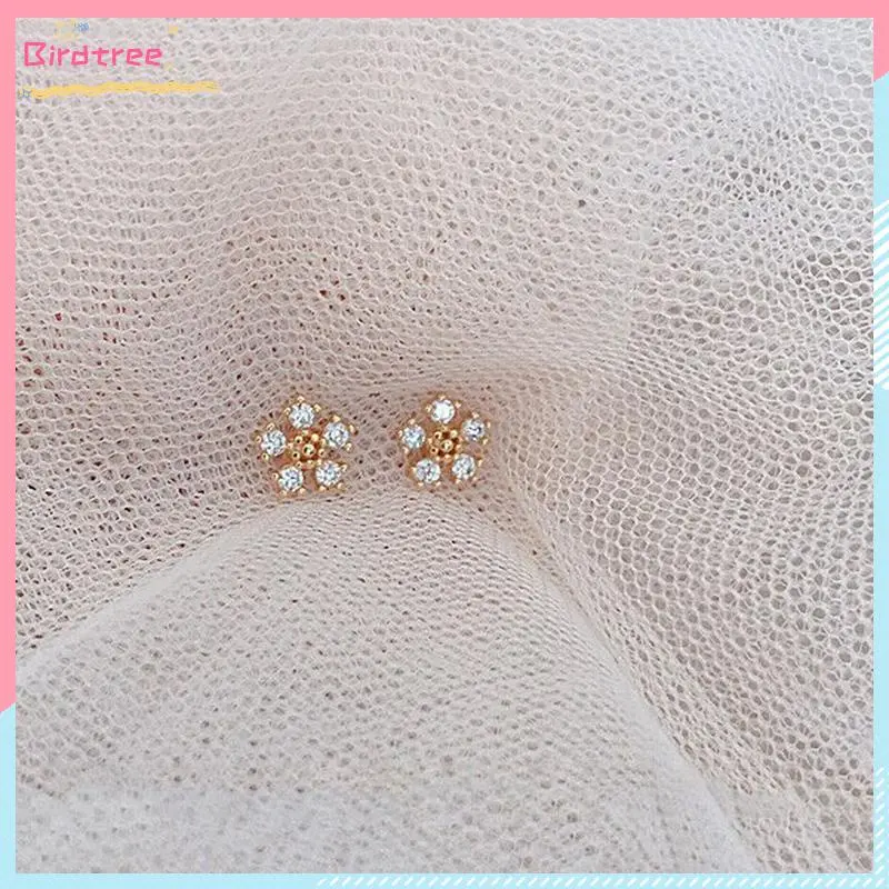[Readystock❤️COD]Korea Anting Stud Tusuk anting Titanium Steel Emas Desain Hias Kristal Berlian Gaya Simple untuk wanita 8