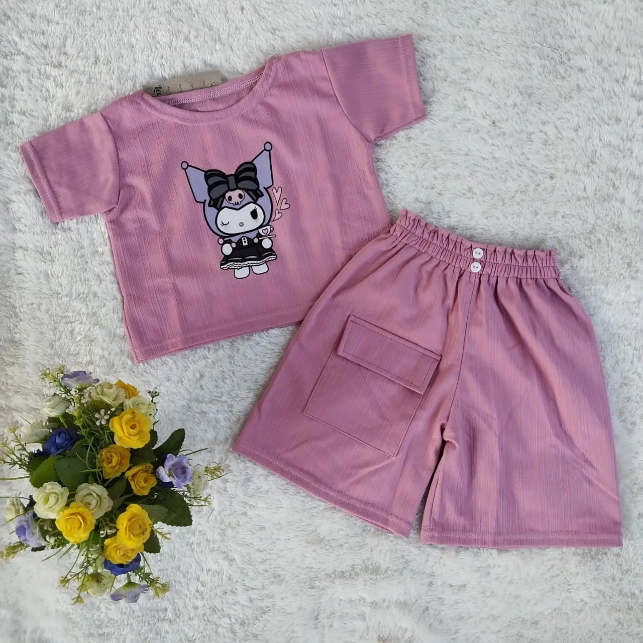 PAKET BUNDLE 3 Stel _ Setelan Kuromi Anak Perempuan Import Usia 1-8 Tahun