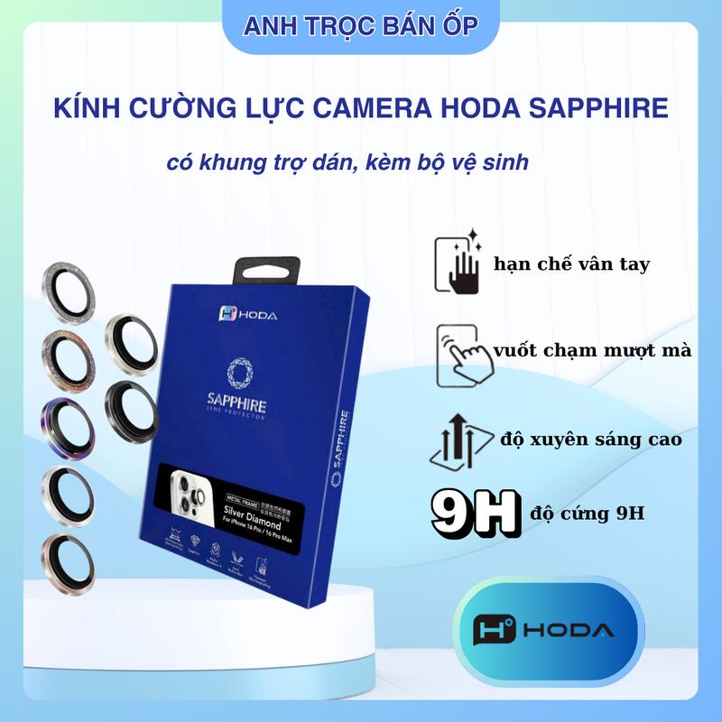 Cường lực bảo vệ lens camera Hoda Sapphire có khung trợ dán cho IP