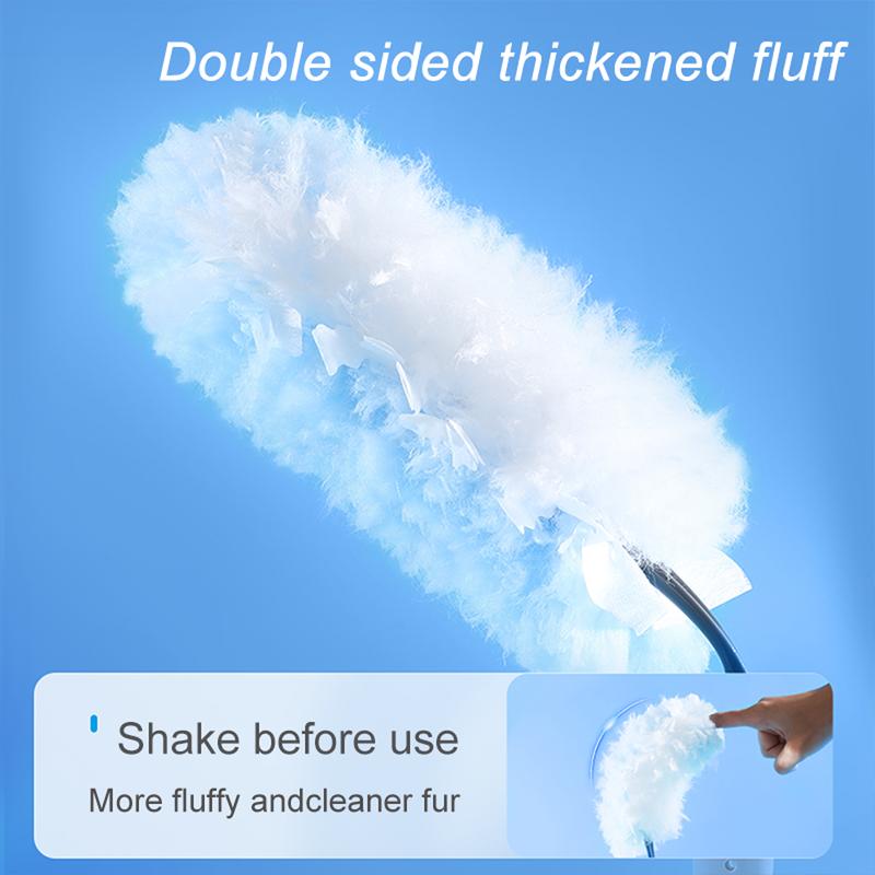 Product Introduction of Electrostatic dust removal duster with adsorption function for sweeping dust, suitable for household and car use. It can be folded and is a magic tool for cleaning cobwebs, fan dust and the like. It's similar to a feather duster. 6