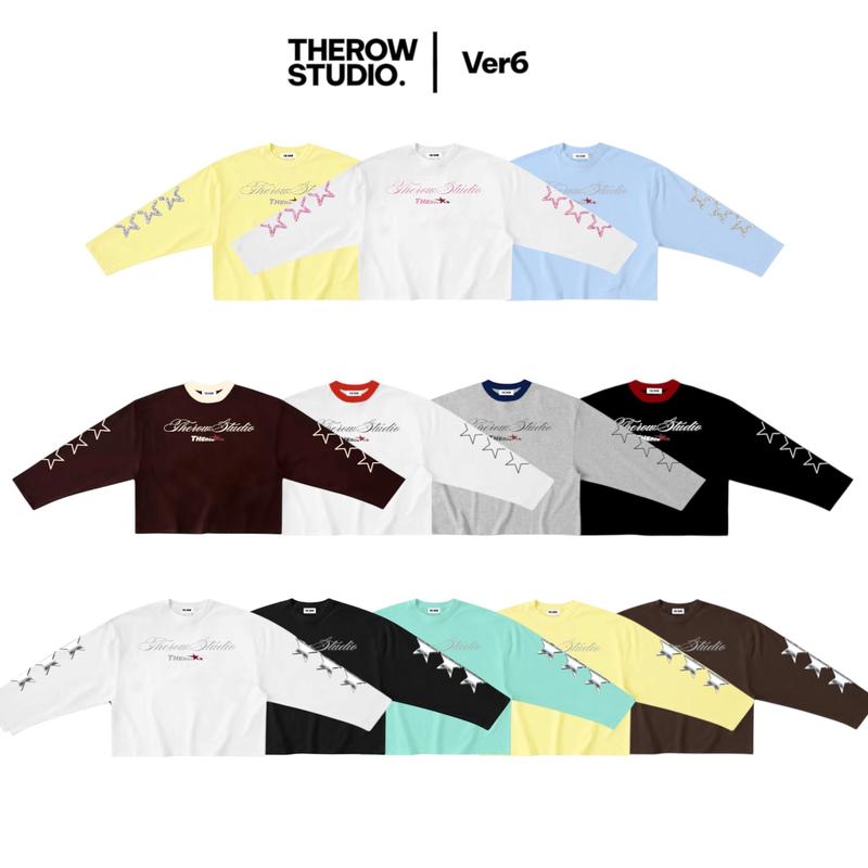 [THÊM TRÁNG GƯƠNG] [Ver6] THEROW Áo Thun Tay Dài Long Sleeve Boxy 250gsm Form Rộng Cổ Tròn " STAR " Unisex Nam Nữ Phong Cách Basic Thoải Mái - TTD06