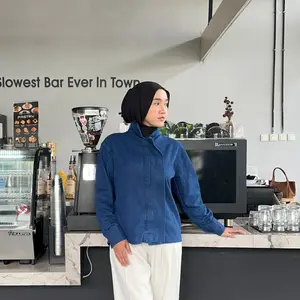 Kyuwa Minimalist High-Neck Denim Jacket - Jaket Jeans Denim High Neck Premium