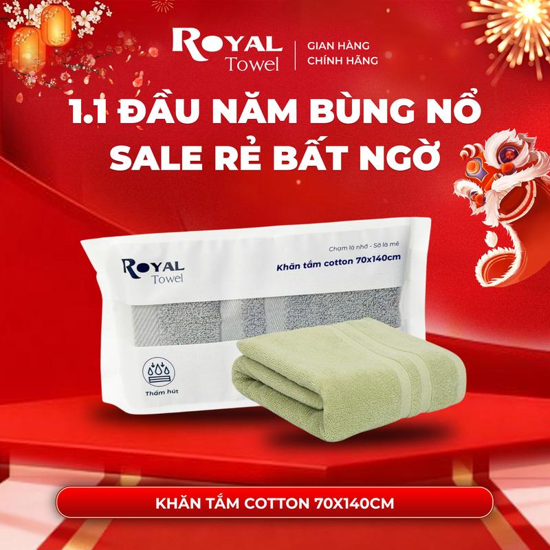  Khăn tắm Royal 70x140cm với sợi bông cotton dày thấm hút tốt không đổ lông không ra màu đồ dùng Nhà Tắm 
