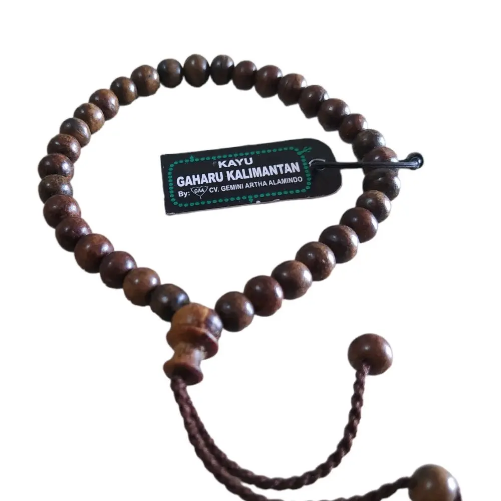 Gelang kayu gaharu Kalimantan isi 33 butir 6mm